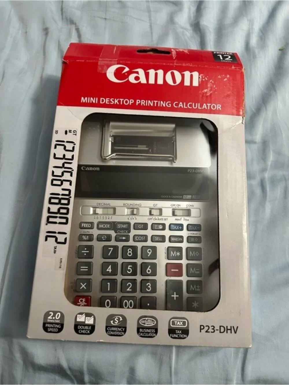 Canon P23-DHV Printing Calculator 12-Digit Desktop Tax Business Calculator w/Box
